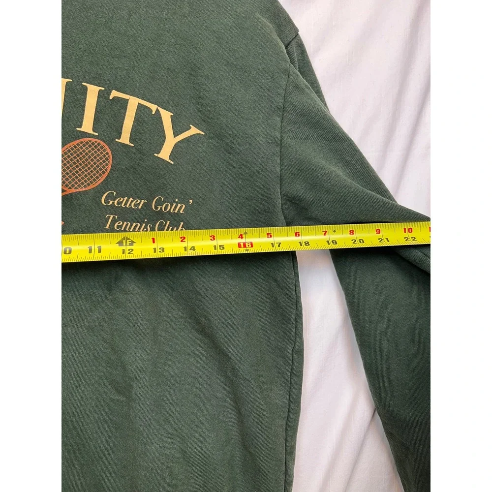 Trinity The Label Tennis‎ Club Crewneck Green Heavy Fleece S/M Retro Sporty